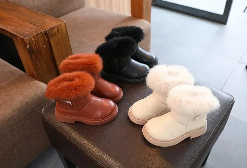 Waterproof Children Winter Ankle Fur Boots with Soft Sole - Omega Lifestyles