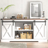 Farmhouse Wooden TV Stand With Sliding Barn Doors