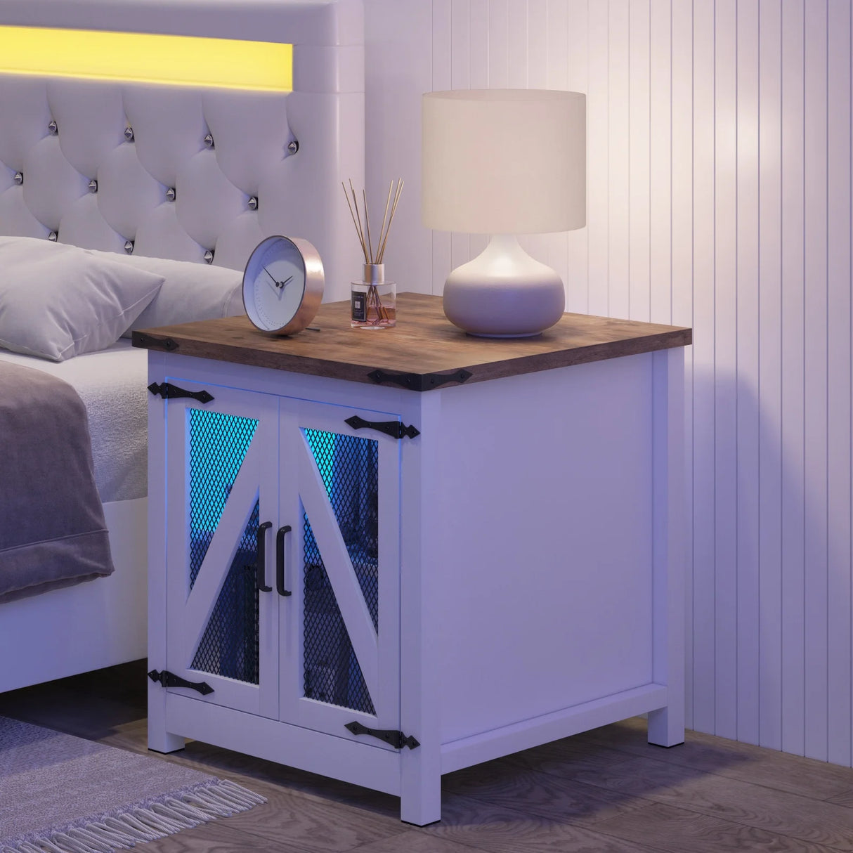 24-Inch Farmhouse Industrial End Table With Charging Station