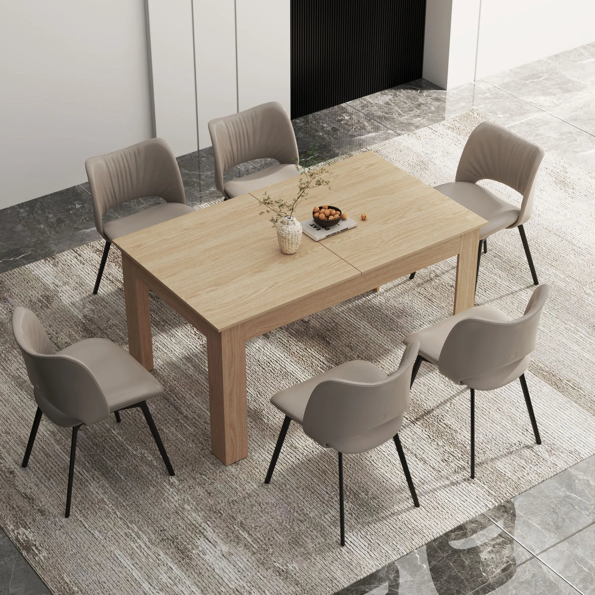 Modern Extendable Wooden Dining Table For 6 To 10 Persons