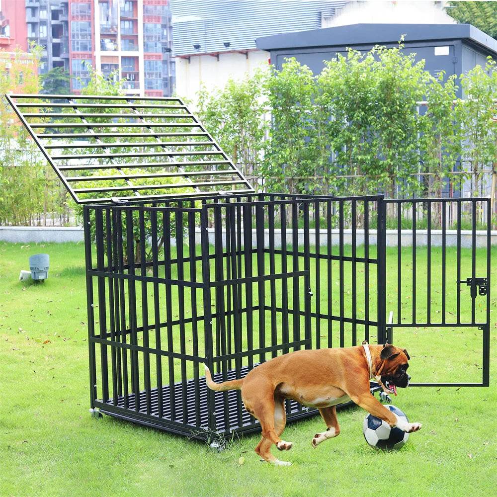 Heavy Duty Chew-Resistant Iron Dog Crate With Wheels - Omega Lifestyles