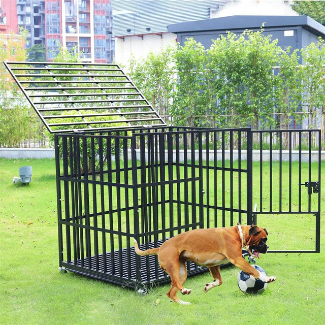 Heavy Duty Chew-Resistant Iron Dog Crate With Wheels - Omega Lifestyles