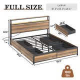 Queen LED Platform Bed Frame With Storage Drawers and USB Charging
