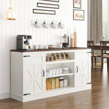 66-Inch Farmhouse Wooden TV Stand With Power Outlets