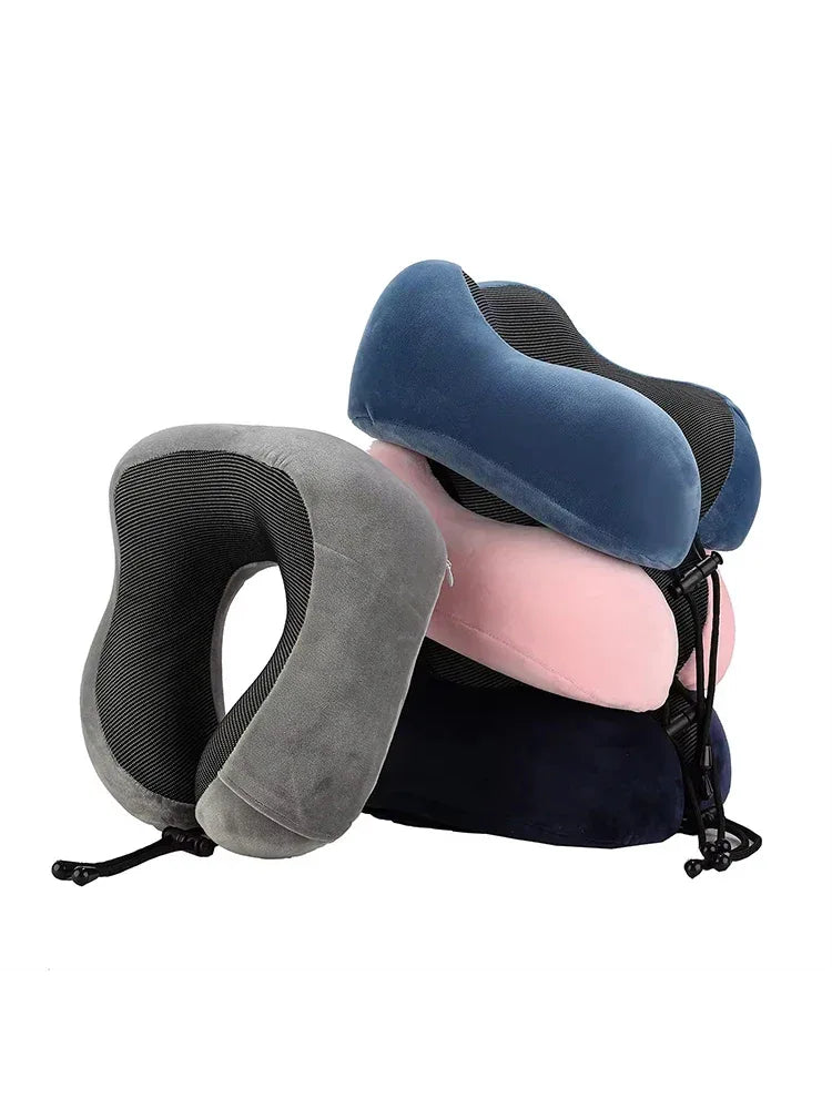 U-Shape Memory Foam Travel Neck Pillow With Magnetic Fabric - Omega Lifestyles