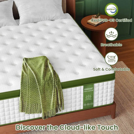 BedStory 12-14'' Hybrid Mattress, Full/King/Queen Size Mattress , Gel Memory Foam & Pocket Springs for Pressure Relief & Support - Sleep Galleria