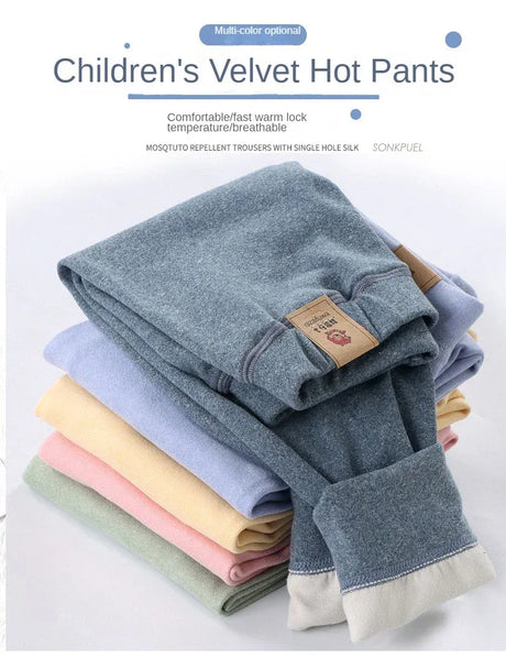 Children's Fleece Warm Velvet Thickened Winter Leggings - Omega Lifestyles