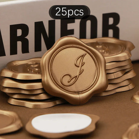 Pack Of 25 Initial Alphabet Adhesive Wax Seal Stickers - Omega Lifestyles