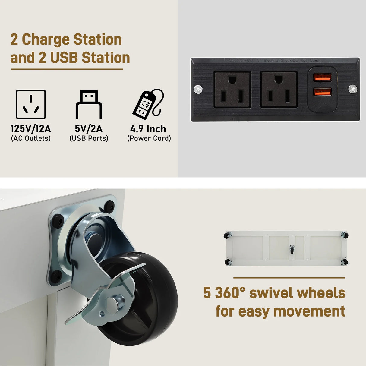 Rolling Wood Kitchen Island Cart With Drop Leaf Countertop