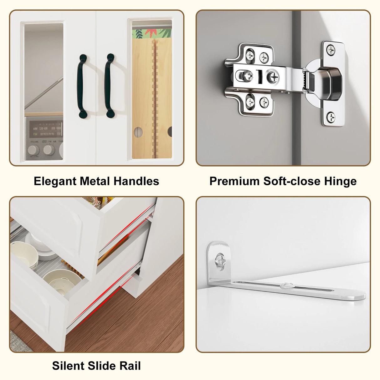 Modern 78-Inch White Glass Door Living Room Cabinet