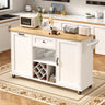 Rolling Wood Kitchen Island Cart With Drop Leaf Countertop