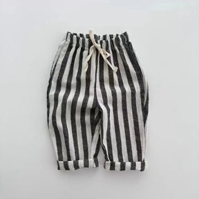 Vintage Cotton Striped Boys Elastic Waist Casual Pants - Omega Lifestyles