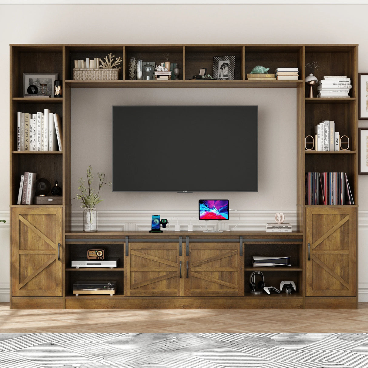 Modern 4-Piece Wall Unit TV Stand With Bookshelves