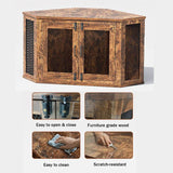 Retro Wooden Space-Saving Corner Pet Dog House - Omega Lifestyles