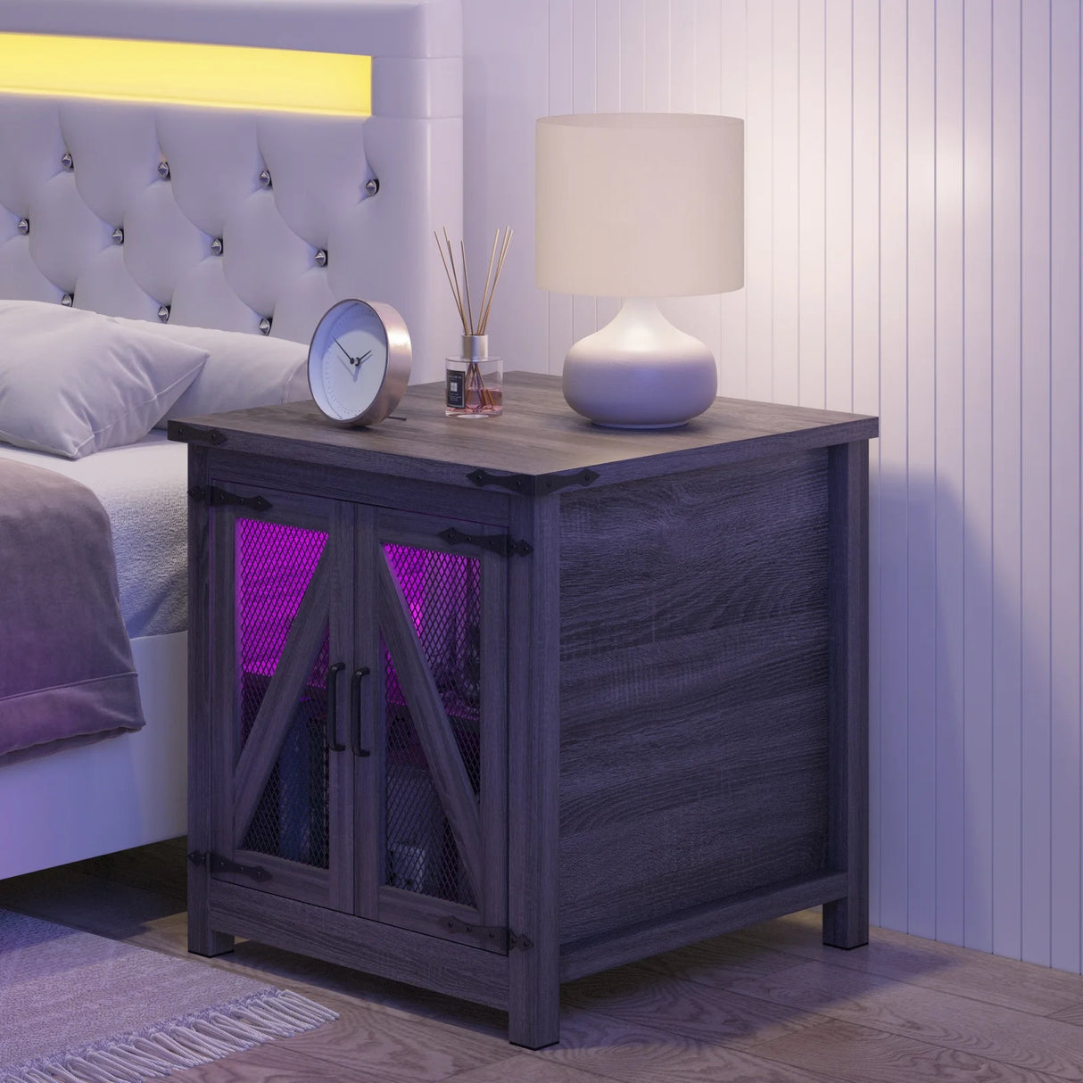 24-Inch Farmhouse Industrial End Table With Charging Station