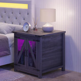 24-Inch Farmhouse Industrial End Table With Charging Station