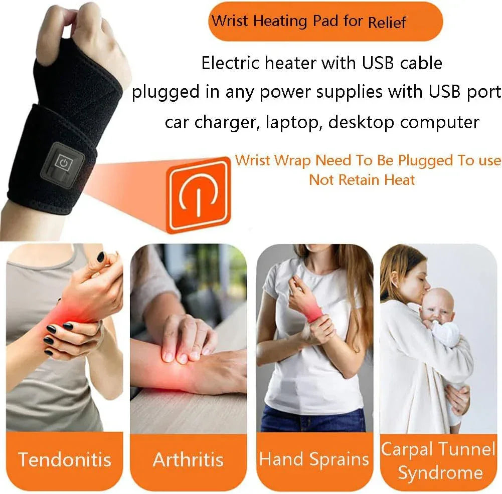 Electric Heating Wrist Brace With Vibration Massage - Omega Lifestyles