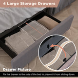 Queen LED Storage Bed Frame With Adjustable Headboard