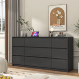 Modern 9 Drawer Engineered Wood Dresser With Charging Station