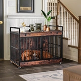 Industrial Wood Heavy Duty Large Dog Crate With Wheels - Omega Lifestyles