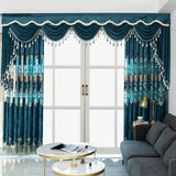2-Piece Chenille Embroidered Floral Blackout Curtain