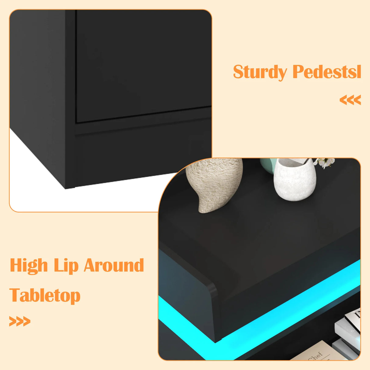 Modern 7-Drawer Wooden Dresser With LED Light