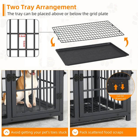 Multifunctional Wooden Dog Crate With Removable Tray - Omega Lifestyles