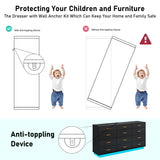 Modern 12 Drawer Dresser With Built-In Charging Station