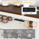 66-Inch Farmhouse Wooden TV Stand With Power Outlets