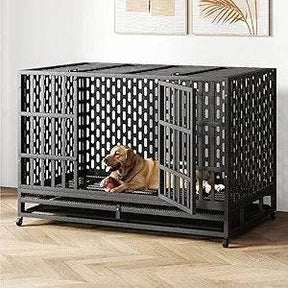Heavy Duty 48-Inch Alloy Steel Dog Crate With Wheels - Omega Lifestyles