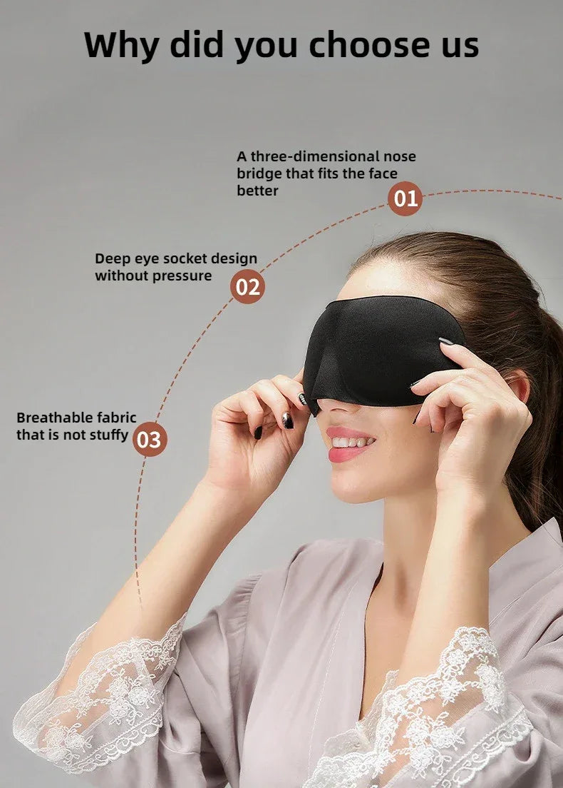 3D Contoured Memory Foam Light-Blocking Sleep Mask - Omega Lifestyles