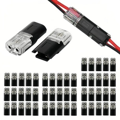 Waterproof ABS 2-Pin Wire Connector 50-Piece Set - Omega Lifestyles