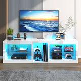 Modern 63-Inch Adjustable LED TV Stand With Storage Shelves
