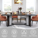 Large Rectangular Wood Top Modern Dining Table With Metal Legs