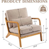 Mid-Century Modern Chenille Armchair with Lumbar Pillow - Omega Lifestyles