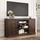 66-Inch Farmhouse Wooden TV Stand With Power Outlets