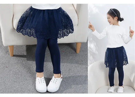 Girls Cotton Lace Skirt-Pants Leggings Winter Tights - Omega Lifestyles