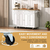 Spacious Rolling Kitchen Island Cart With Storage Cabinet