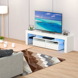 Modern 63-Inch Wooden TV Stand With RGB LED Lights