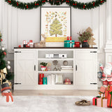 66-Inch Farmhouse Wooden TV Stand With Power Outlets