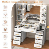 Modern Glass Top Vanity Desk With Mirror LED Lights