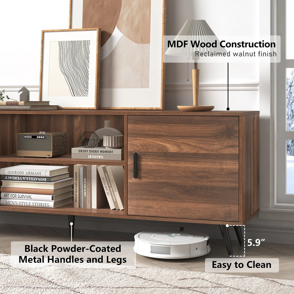 Modern Mid Century MDF Wood TV Stand Console