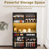 American Country Antique Wood Pantry Cabinet With LED Lights