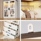 75-Inch Farmhouse LED 2-Door Armoire Wardrobe Closet