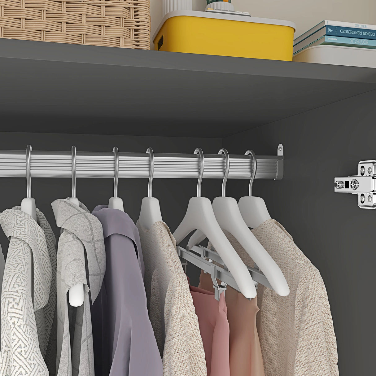 Modern Engineered Wood 3-Door Wardrobe Closet With Mirror