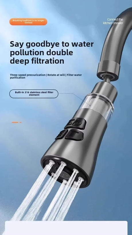 3-In-1 Kitchen Faucet Extender With Filter And 720° Rotation - Omega Lifestyles