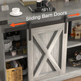 Farmhouse Wooden TV Stand With Sliding Barn Doors