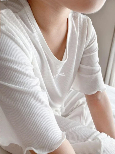 Girls Thin Summer Polyester Knit Casual Homewear Set - Omega Lifestyles