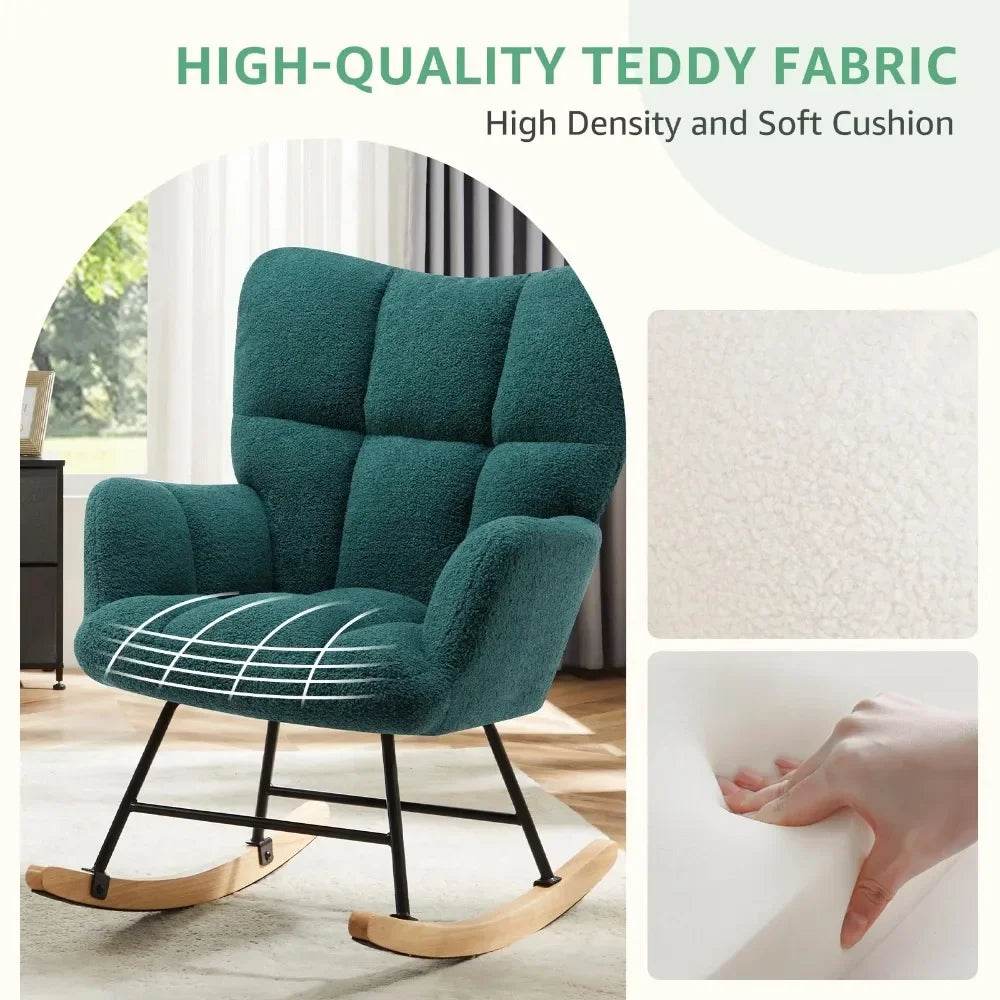 Ergonomic Teddy Bear Fabric Rocking Chair - Omega Lifestyles