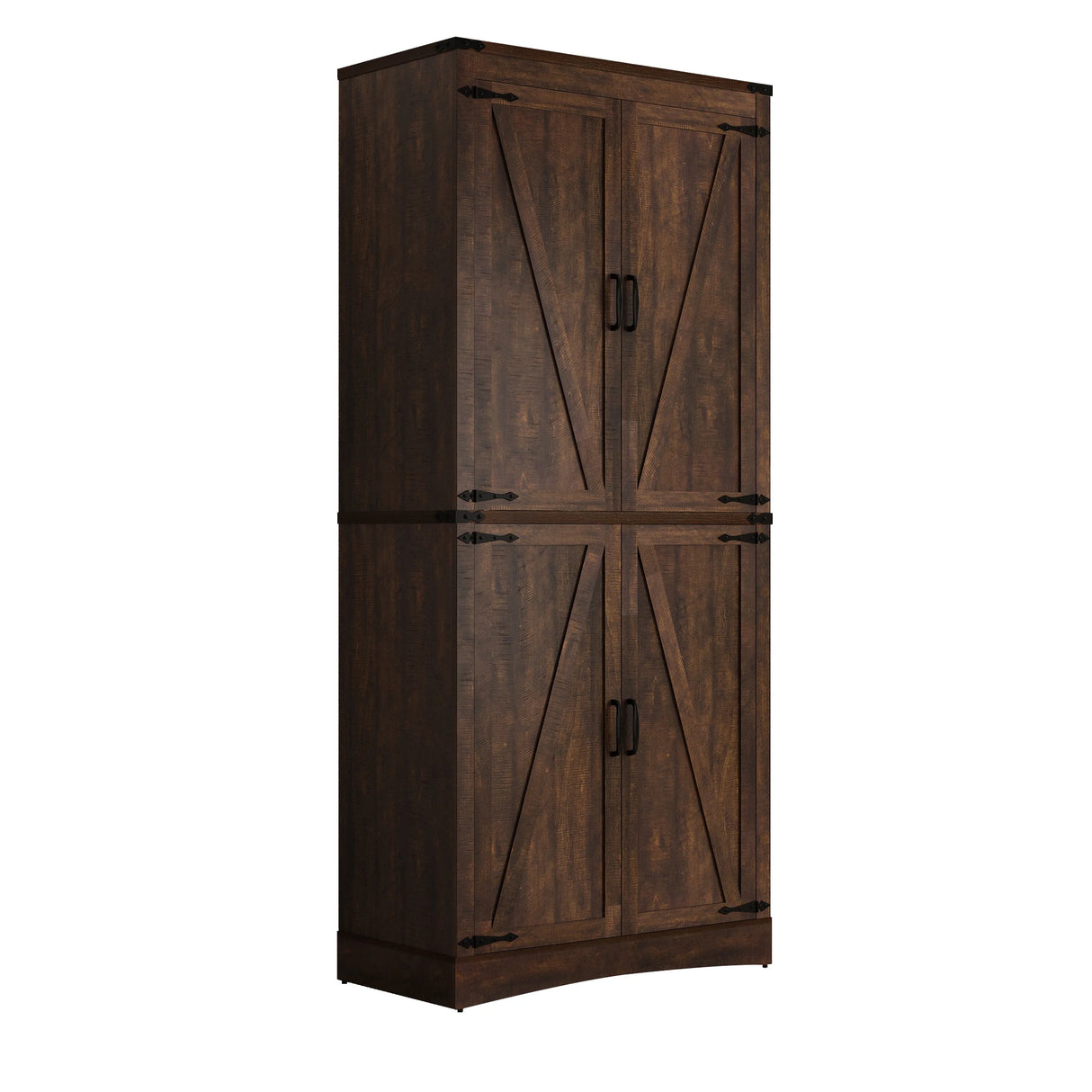 71-Inch Farmhouse Adjustable Shelves Storage Cabinet